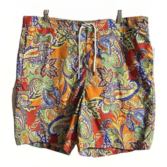 Polo Ralph Lauren Multicolor Paisley Swim Trunks Men’s XXL Drawstring Clean  - Picture 1 of 7